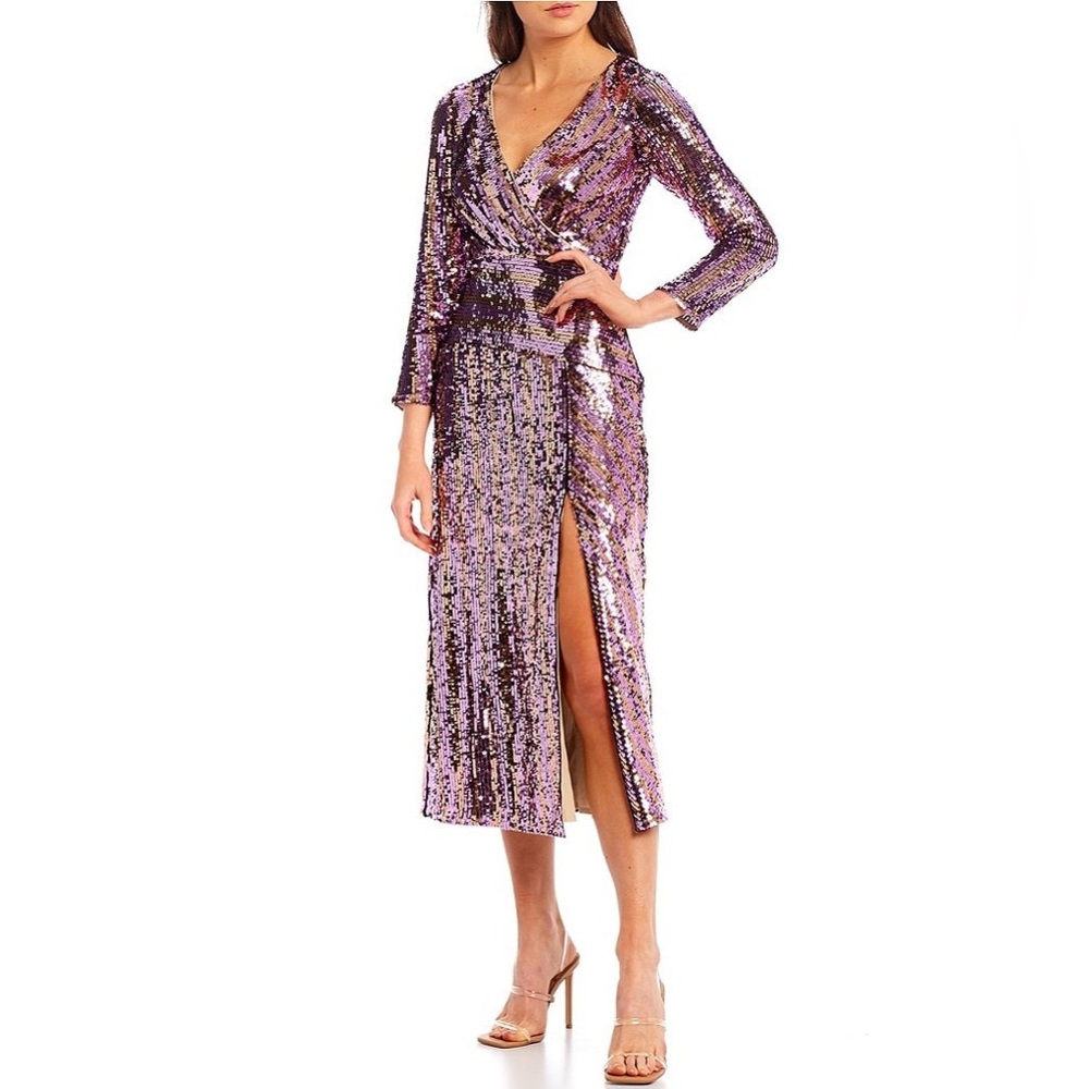 French Connection Lavender Sequin Midi Dress